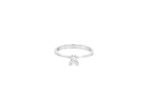 18K White Gold Solitaire Ring with a Natural Round Diamond